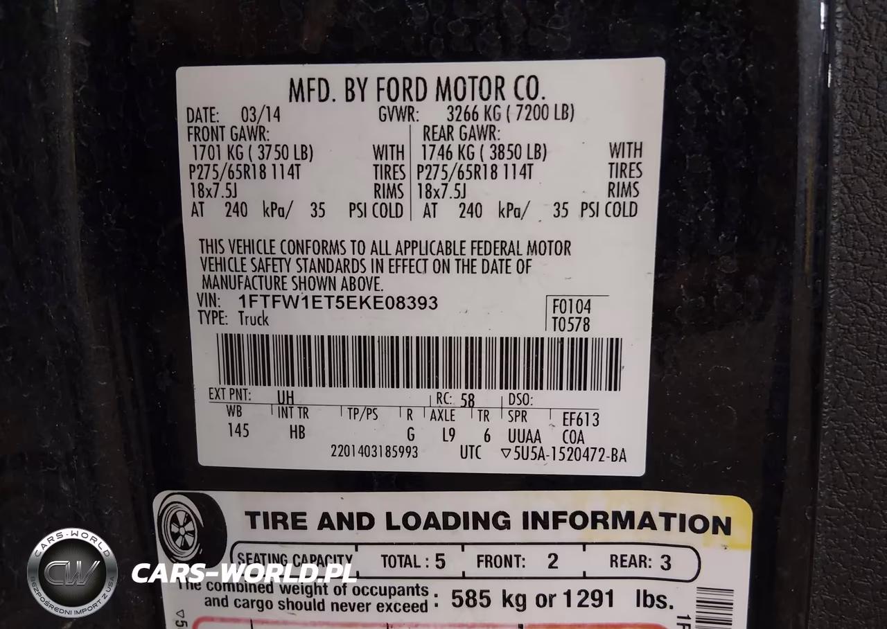 2014 Ford F-150 Lariat VIN:1FTFW1ET5EKE08393 - 9