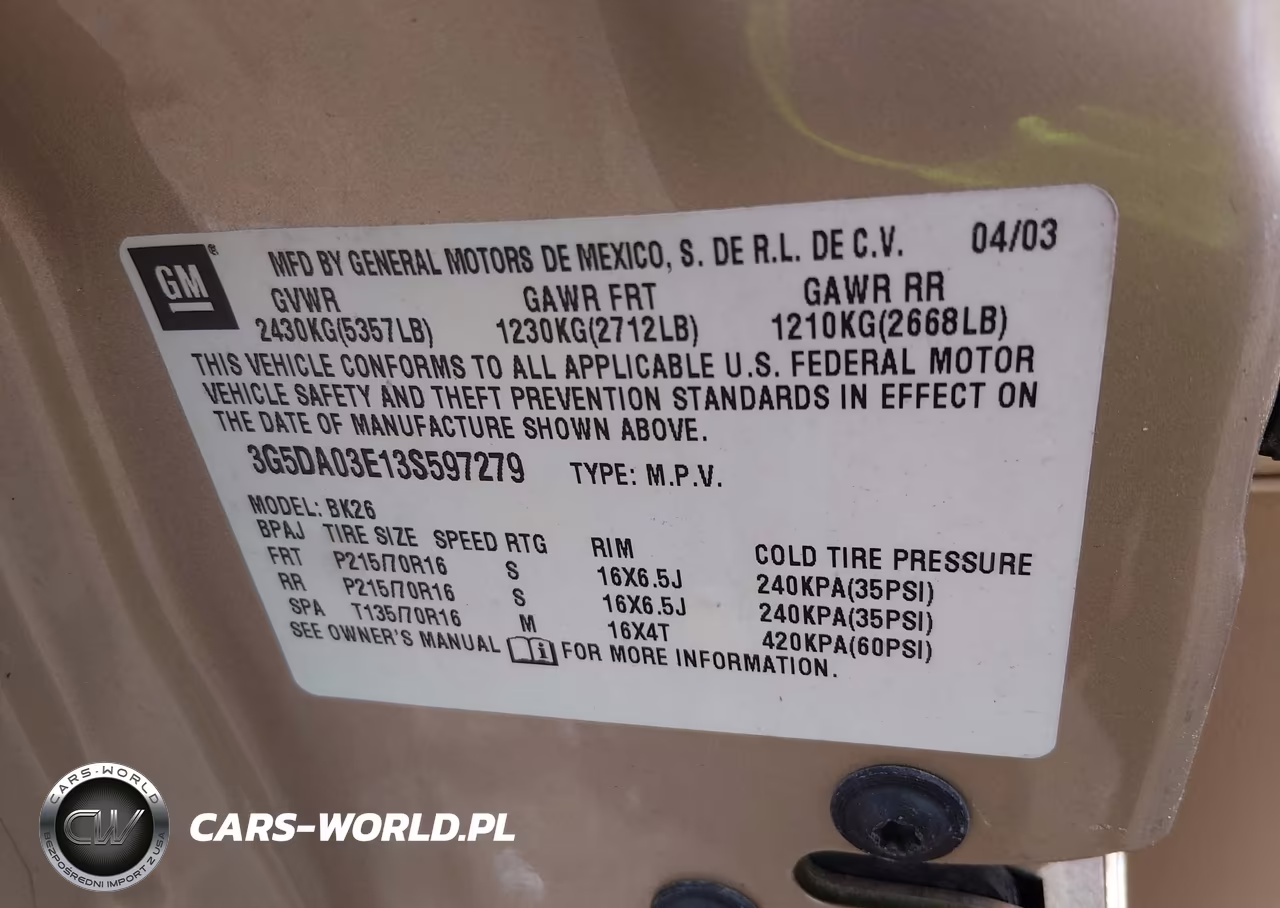 2003 Buick Rendezvous Cx VIN:3G5DA03E13S597279 - 9