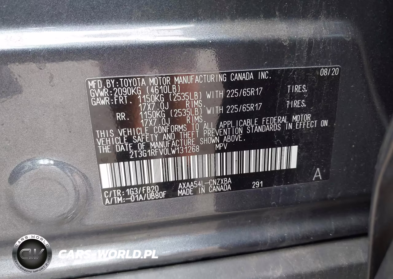 2020 Toyota Rav4 Le VIN:2T3G1RFV0LW131268 - 9