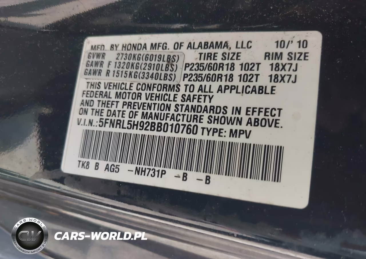 2011 Honda Odyssey Touring-Touring Elite VIN:5FNRL5H92BB010760 - 9