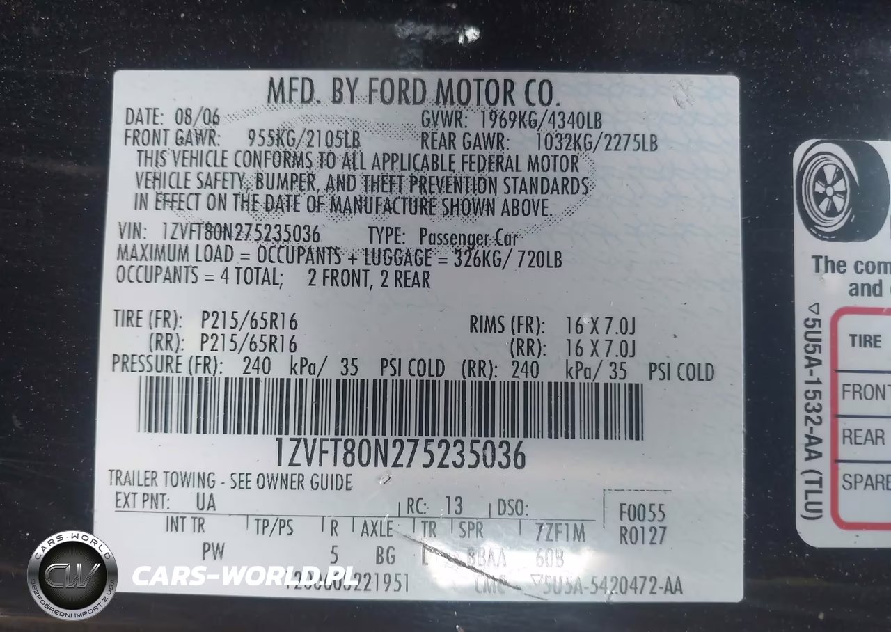 2007 Ford Mustang V6 Deluxe-V6 Premium VIN:1ZVFT80N275235036 - 9