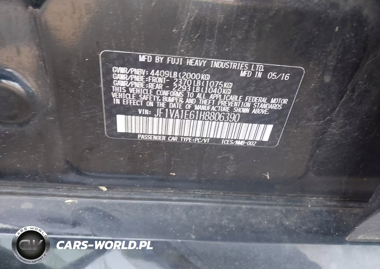 2017 Subaru Wrx Premium VIN:JF1VA1E61H8806390 - 9