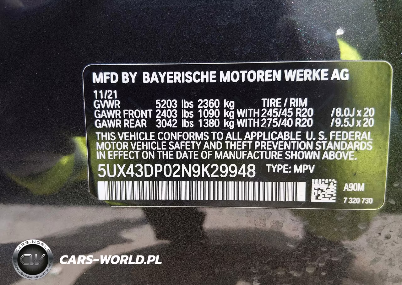 2022 BMW X3 Sdrive30I VIN:5UX43DP02N9K29948 - 9