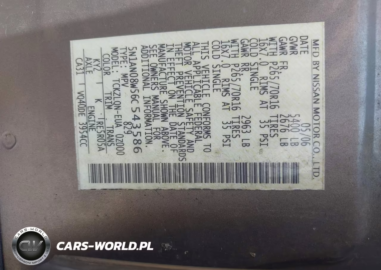 2006 Nissan Xterra X VIN:5N1AN08W56C543586 - 9