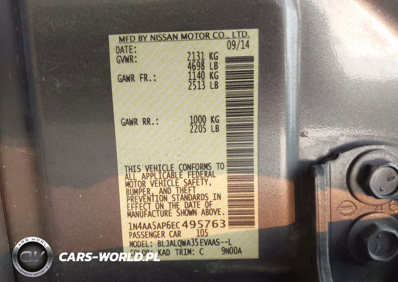 2014 Nissan Maxima 3.5 S VIN:1N4AA5AP6EC495763 - 9