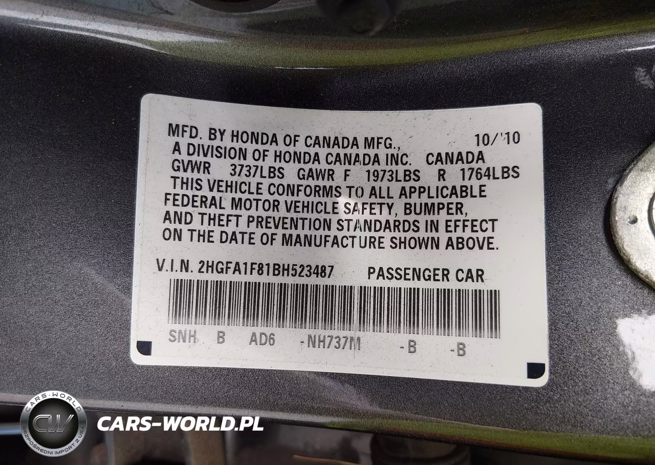2011 Honda Civic Ex VIN:2HGFA1F81BH523487 - 9