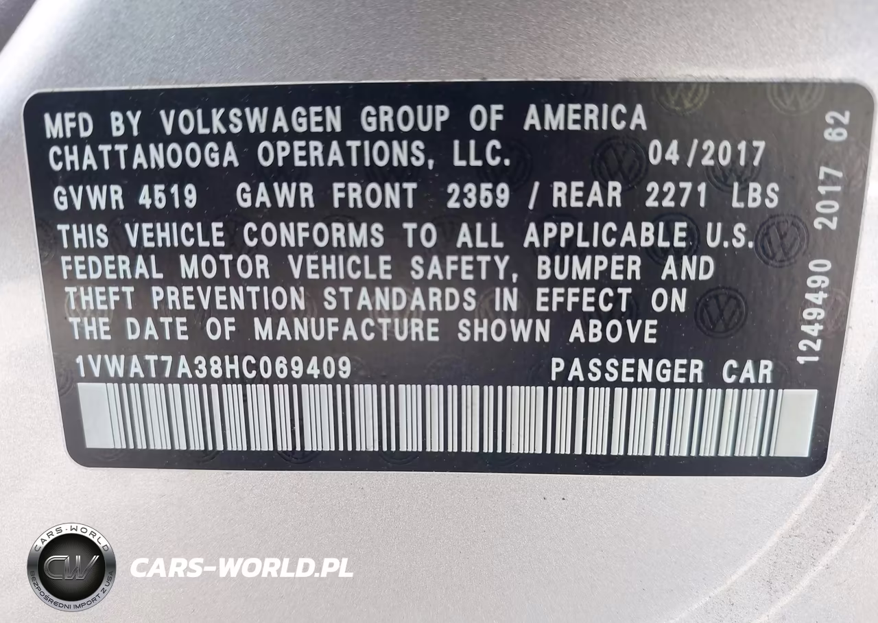 2017 Volkswagen Passat 1.8T S VIN:1VWAT7A38HC069409 - 9