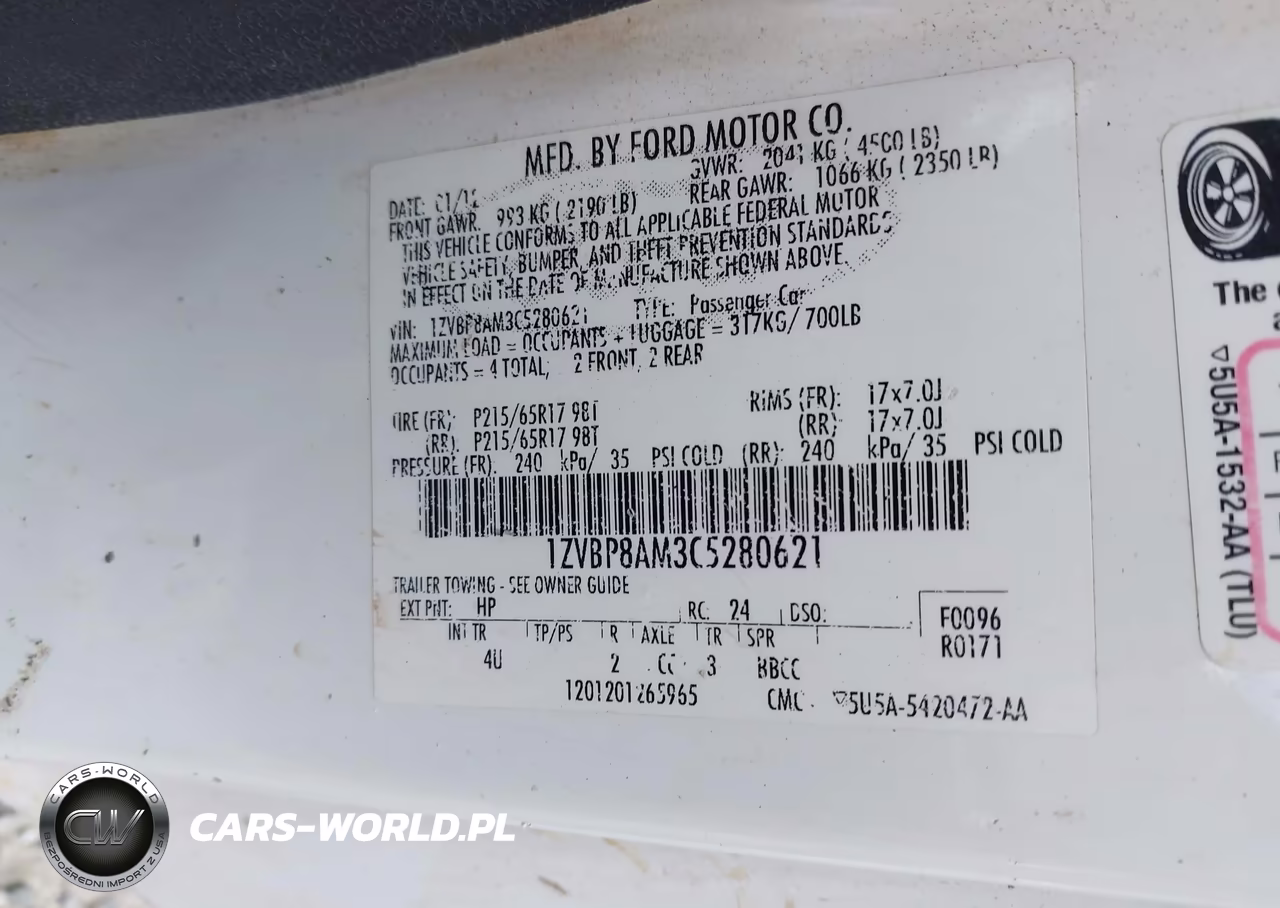 2012 Ford Mustang V6 Premium VIN:1ZVBP8AM3C5280621 - 9