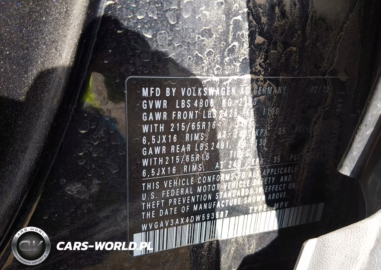 2013 Volkswagen Tiguan S VIN:WVGAV3AX4DW593587 - 9