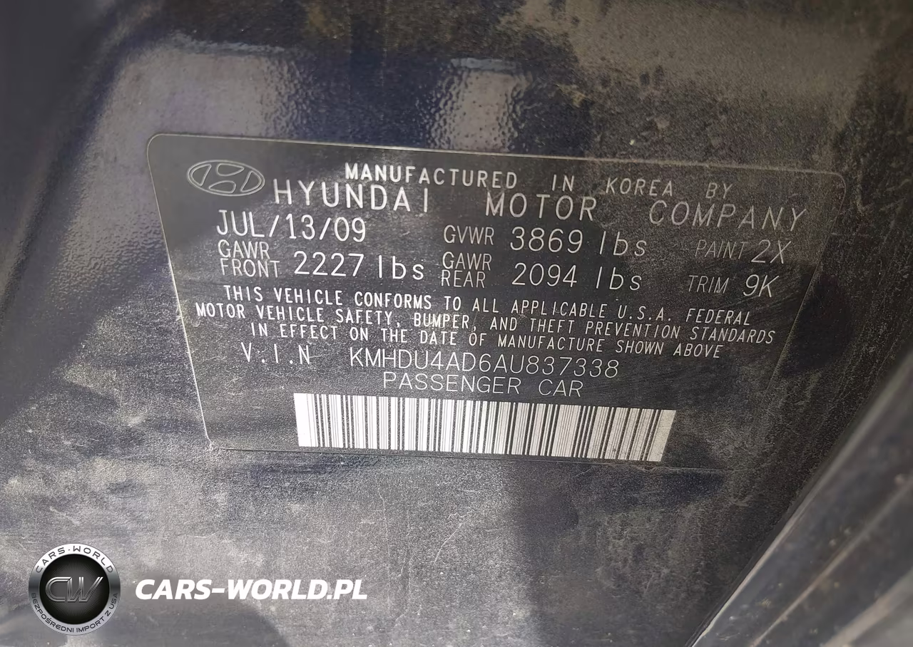 2010 Hyundai Elantra Gls VIN:KMHDU4AD6AU837338 - 9