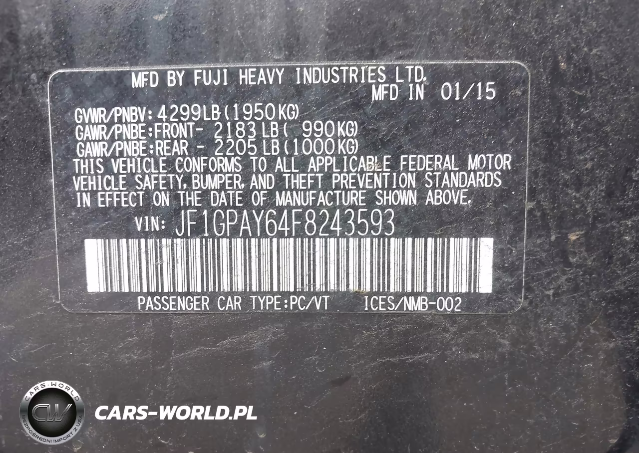 2015 Subaru Impreza 2.0I Sport Premium VIN:JF1GPAY64F8243593 - 9