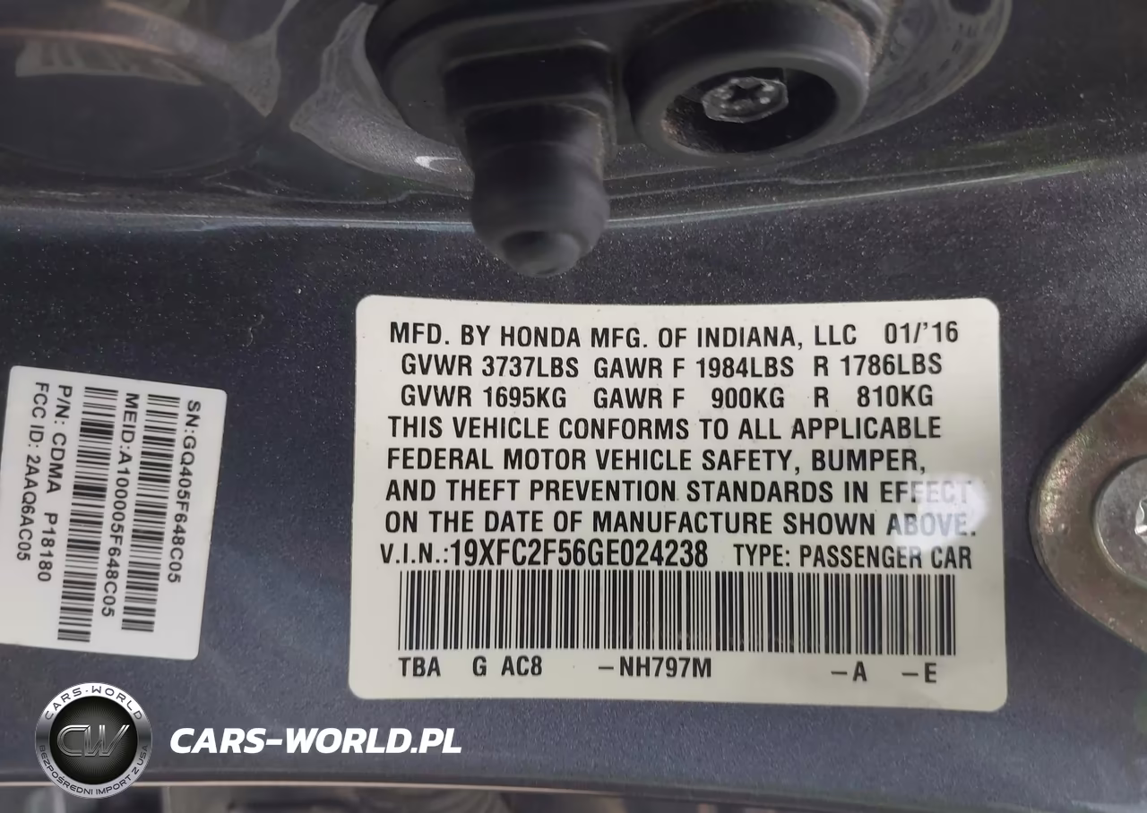 2016 Honda Civic Lx VIN:19XFC2F56GE024238 - 9