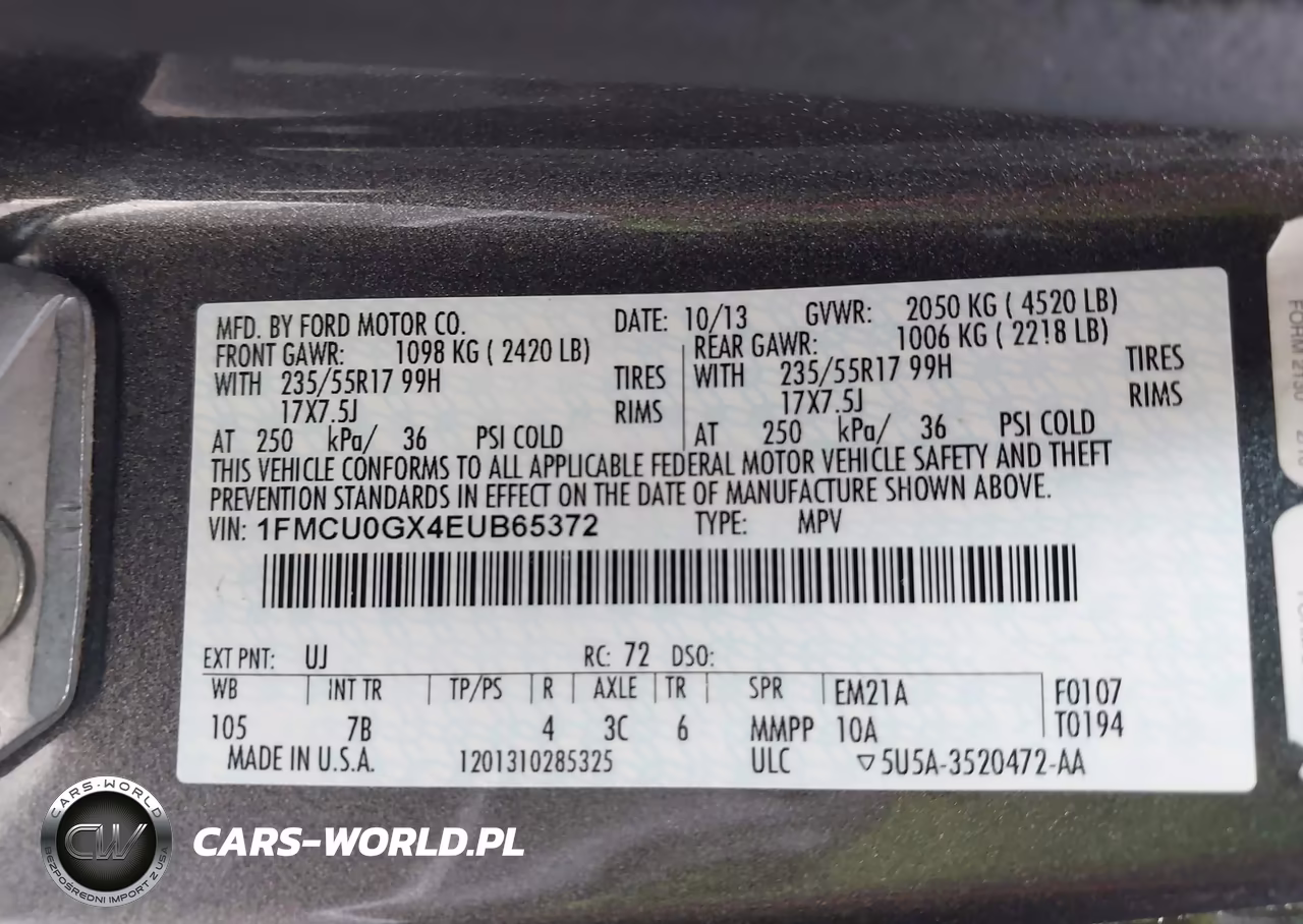 2014 Ford Escape Se VIN:1FMCU0GX4EUB65372 - 9