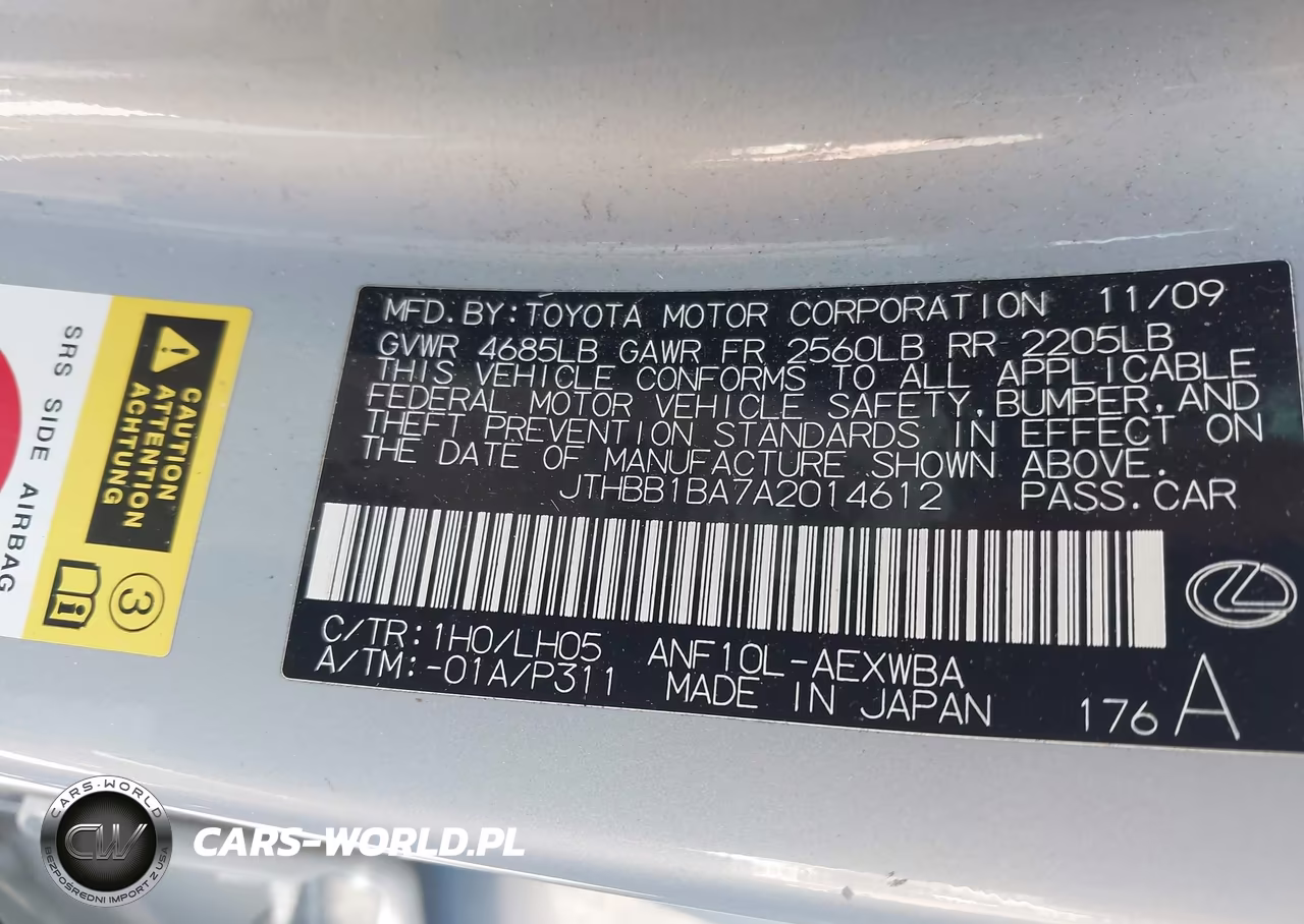 2010 Lexus Hs 250H Premium VIN:JTHBB1BA7A2014612 - 9