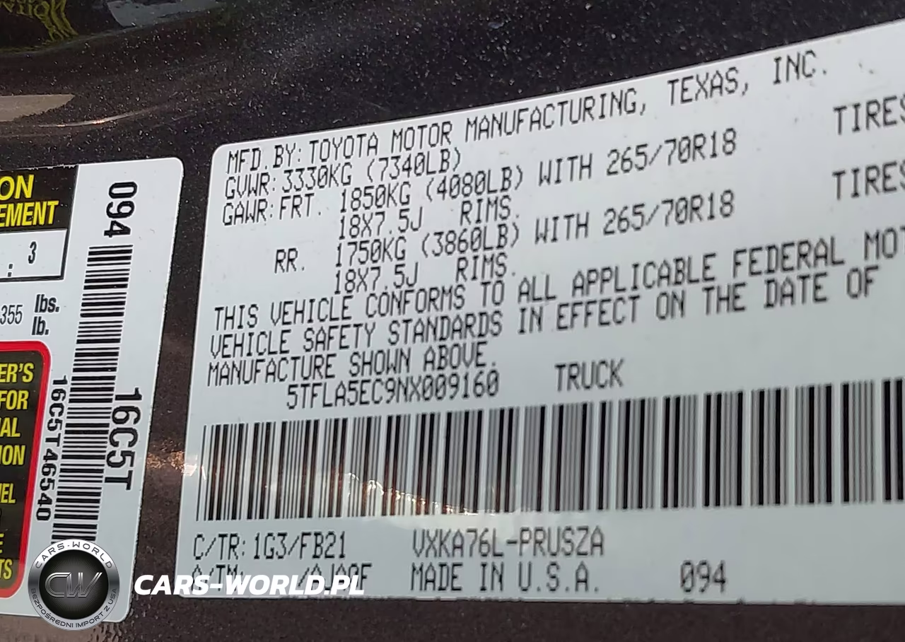 2022 Toyota Tundra Sr5 VIN:5TFLA5EC9NX009160 - 9