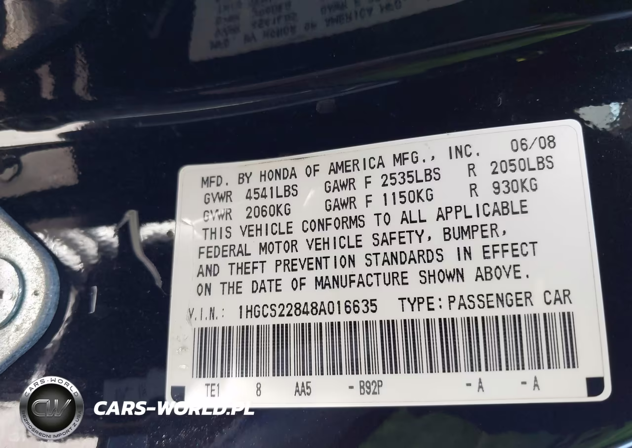 2008 Honda Accord 3.5 Ex-L VIN:1HGCS22848A016635 - 9