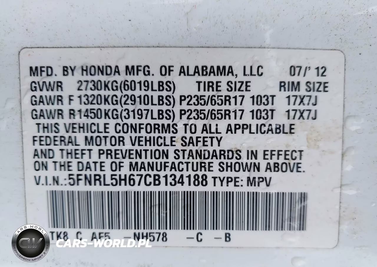 2012 Honda Odyssey Ex-L VIN:5FNRL5H67CB134188 - 9