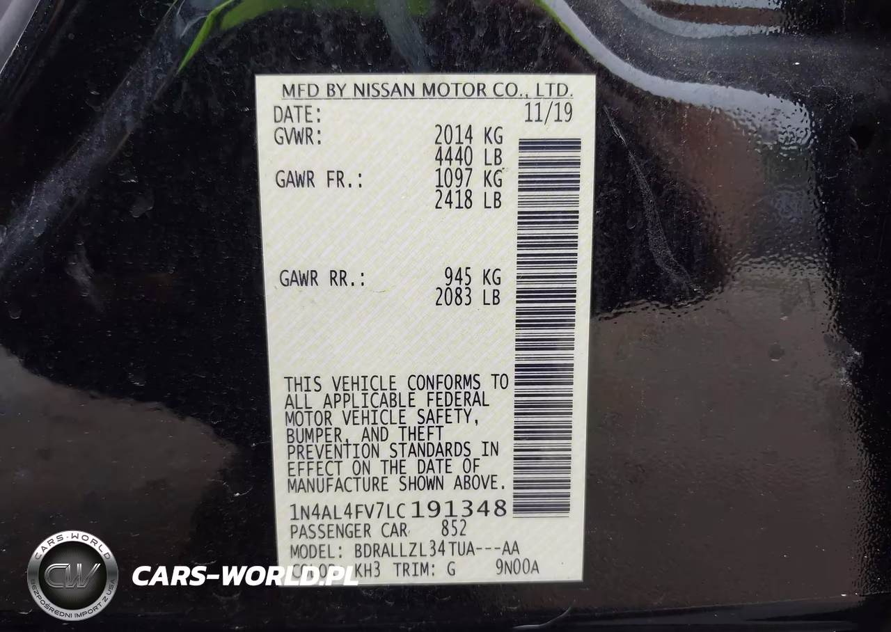 2020 Nissan Altima Platinum Vc-Turbo Fwd VIN:1N4AL4FV7LC191348 - 9
