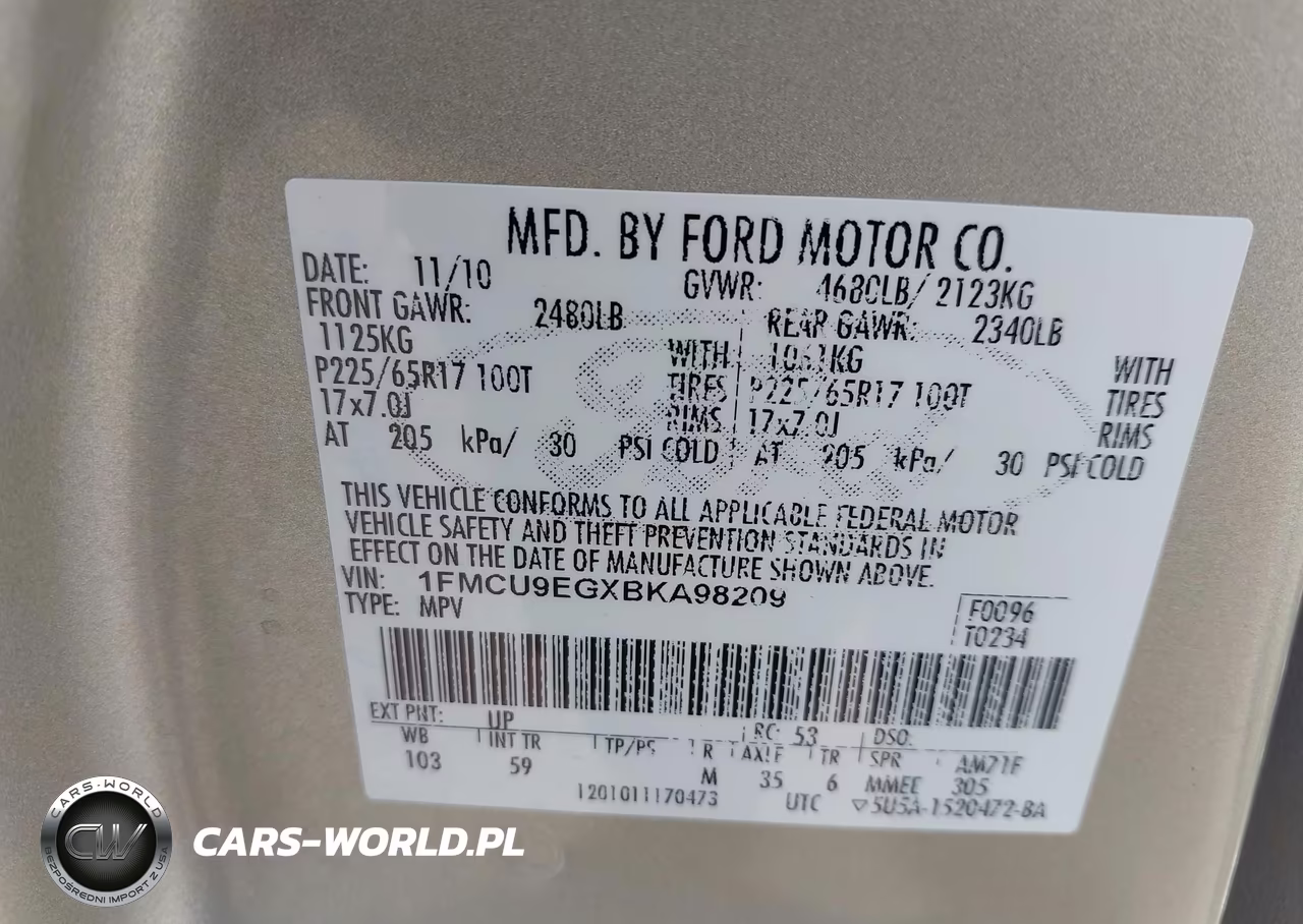 2011 Ford Escape Limited VIN:1FMCU9EGXBKA98209 - 9