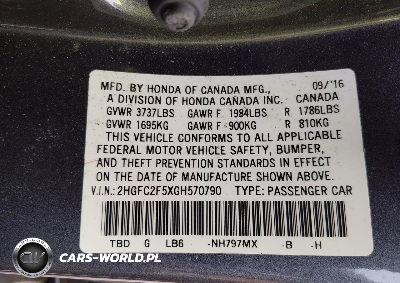 2016 Honda Civic Lx VIN:2HGFC2F5XGH570790 - 9
