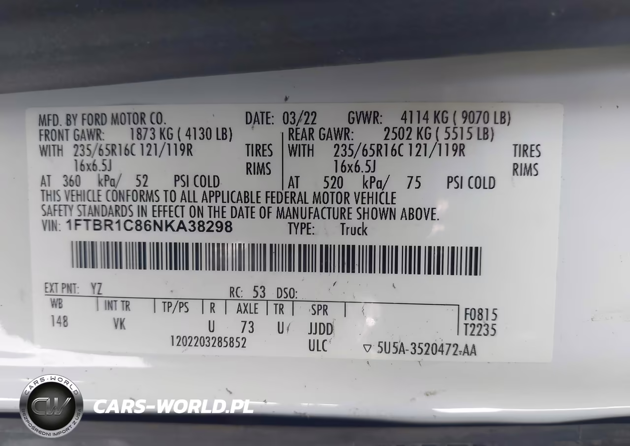 2022 Ford Transit-250 VIN:1FTBR1C86NKA38298 - 9