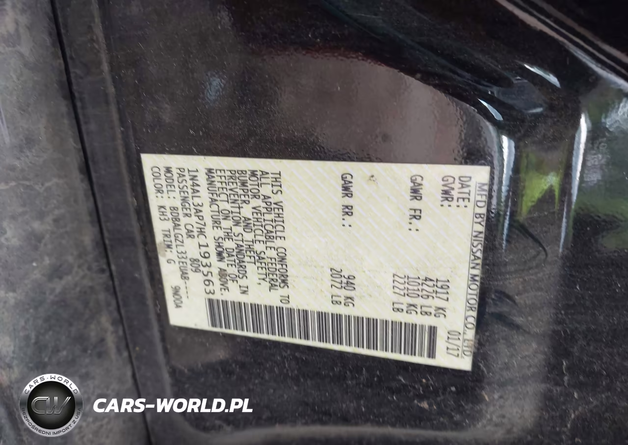 2017 Nissan Altima 2.5 S VIN:1N4AL3AP7HC193563 - 9