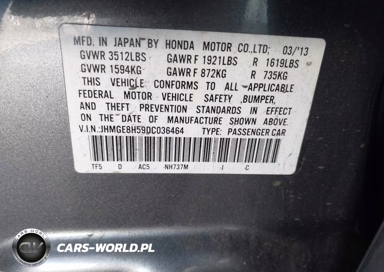 2013 Honda Fit Sport VIN:JHMGE8H59DC036464 - 9