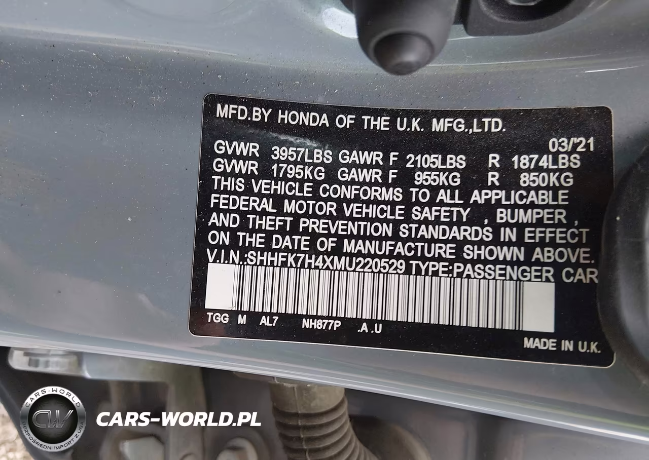 2021 Honda Civic Sport VIN:SHHFK7H4XMU220529 - 9