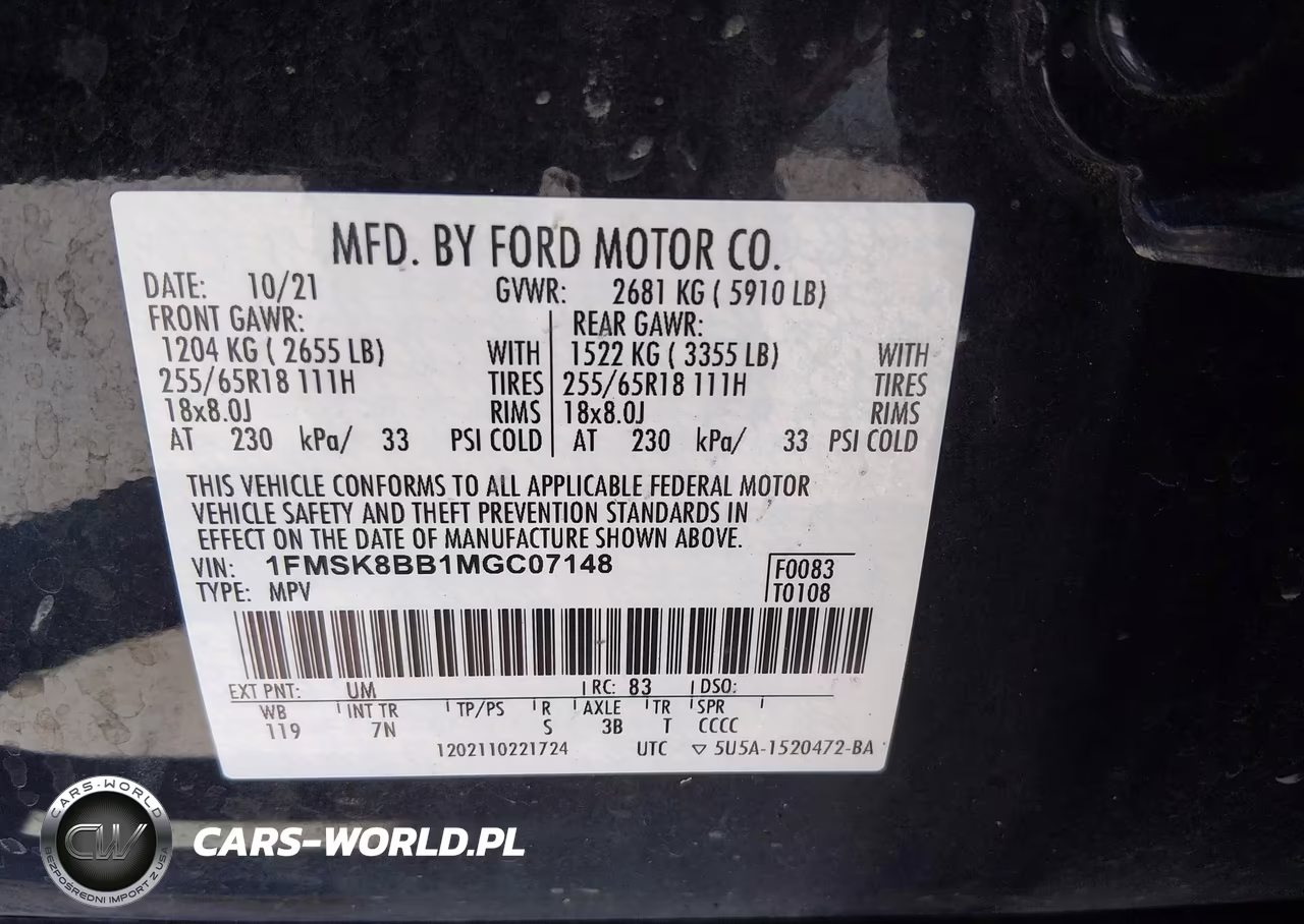 2021 Ford Explorer VIN:1FMSK8BB1MGC07148 - 9