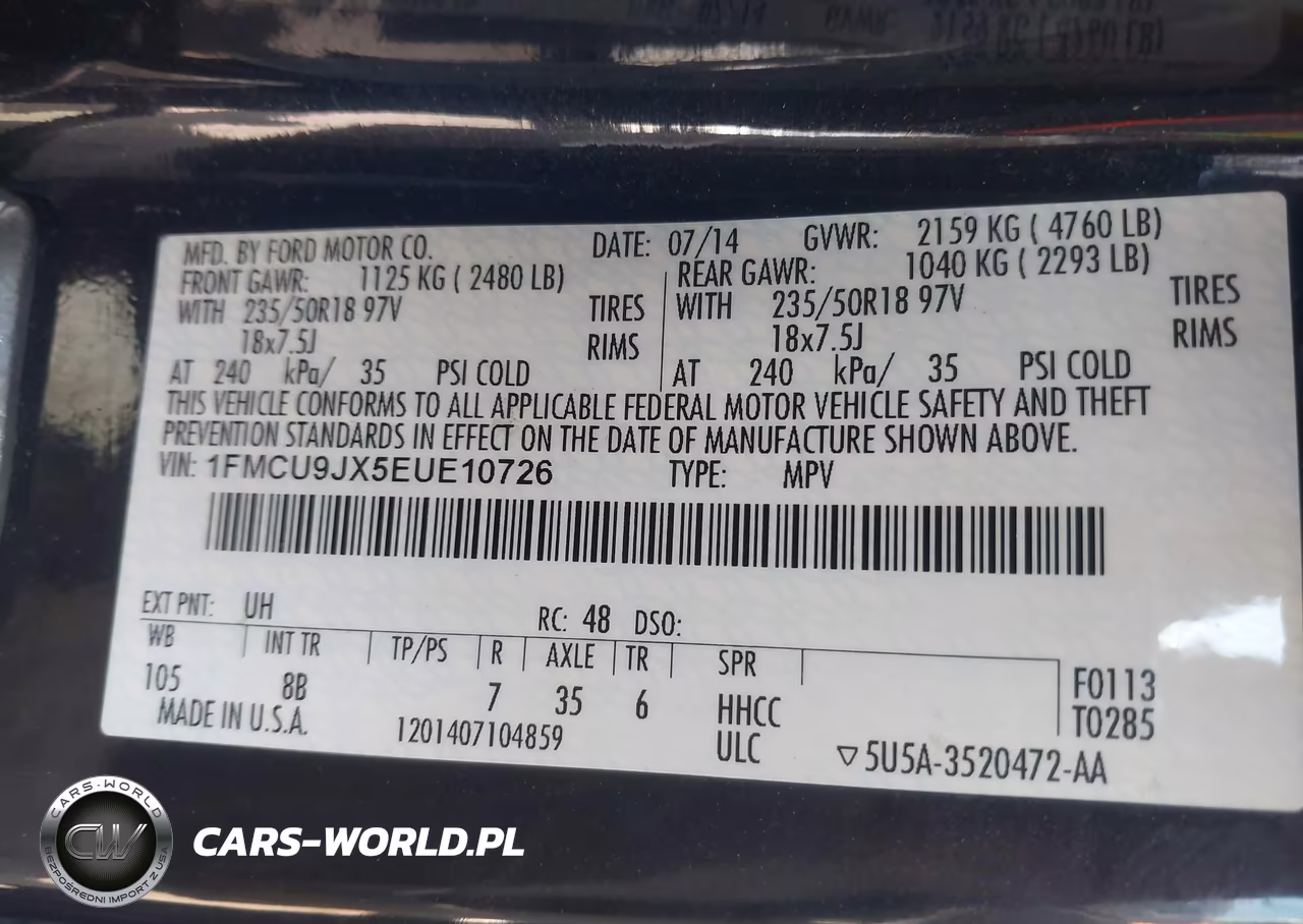 2014 Ford Escape Titanium VIN:1FMCU9JX5EUE10726 - 9