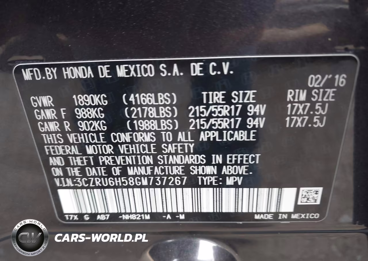 2016 Honda Hr-V Ex VIN:3CZRU6H58GM737267 - 9