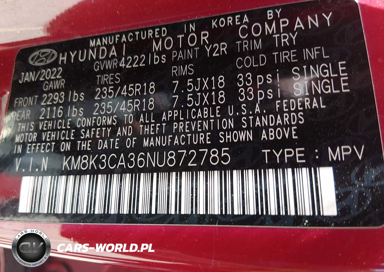 2022 Hyundai Kona N Line VIN:KM8K3CA36NU872785 - 9