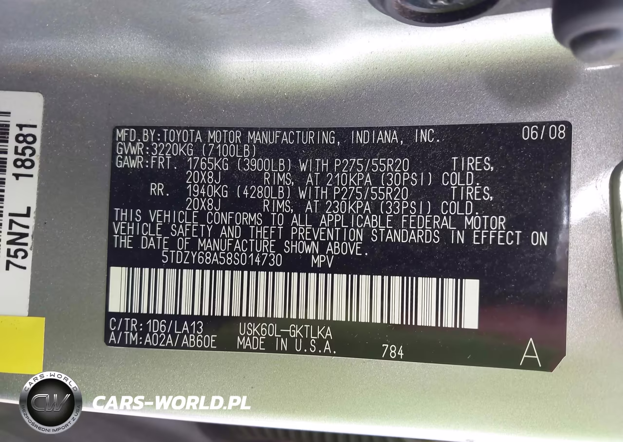 2008 Toyota Sequoia Limited 5.7L V8 VIN:5TDZY68A58S014730 - 9