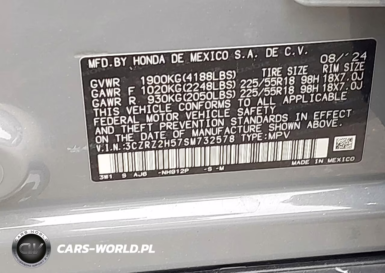 2025 Honda Hr-V Awd Sport VIN:3CZRZ2H57SM732578 - 9