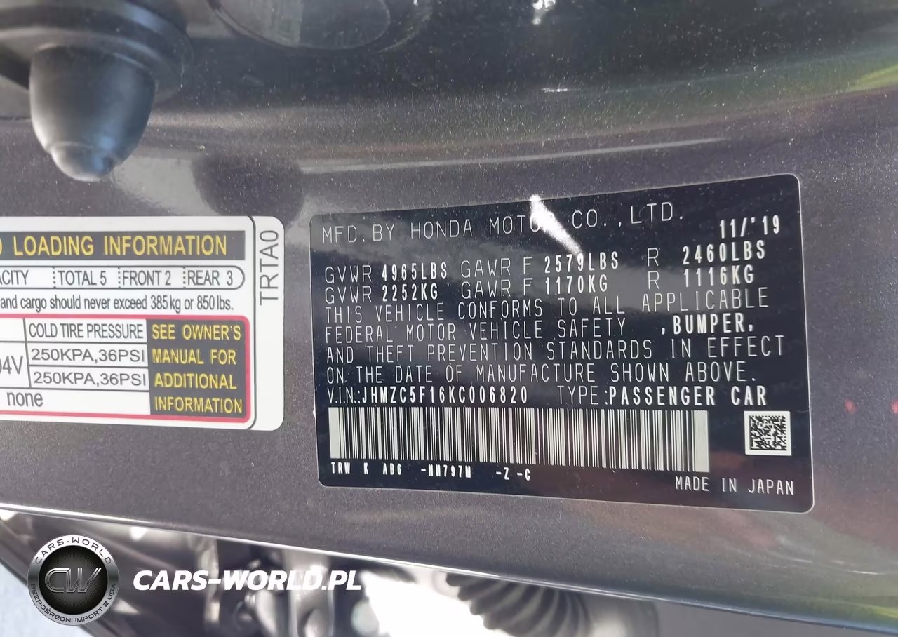 2019 Honda Clarity Plug-In Hybrid VIN:JHMZC5F16KC006820 - 9