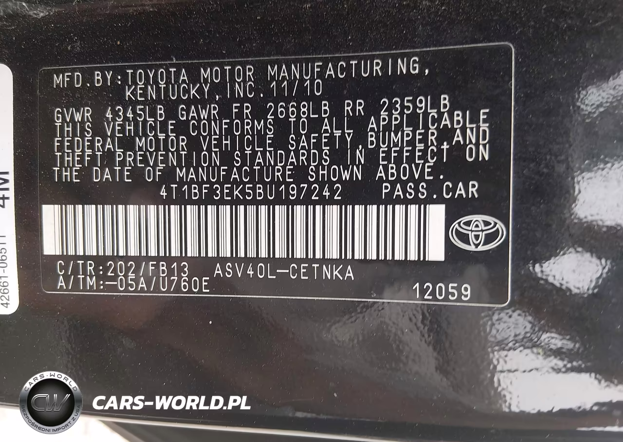 2011 Toyota Camry Le VIN:4T1BF3EK5BU197242 - 9