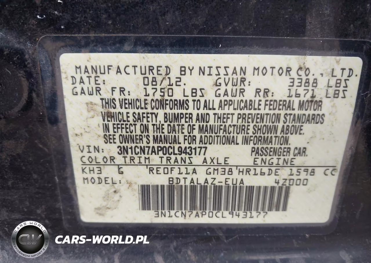 2012 Nissan Versa 1.6 S VIN:3N1CN7AP0CL943177 - 9