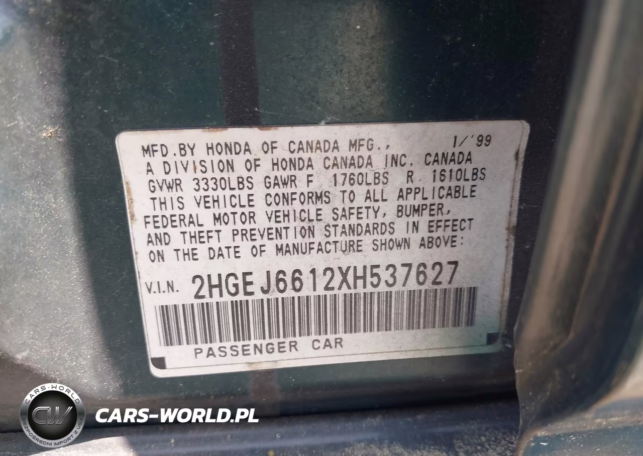 1999 Honda Civic Value Package VIN:2HGEJ6612XH537627 - 9