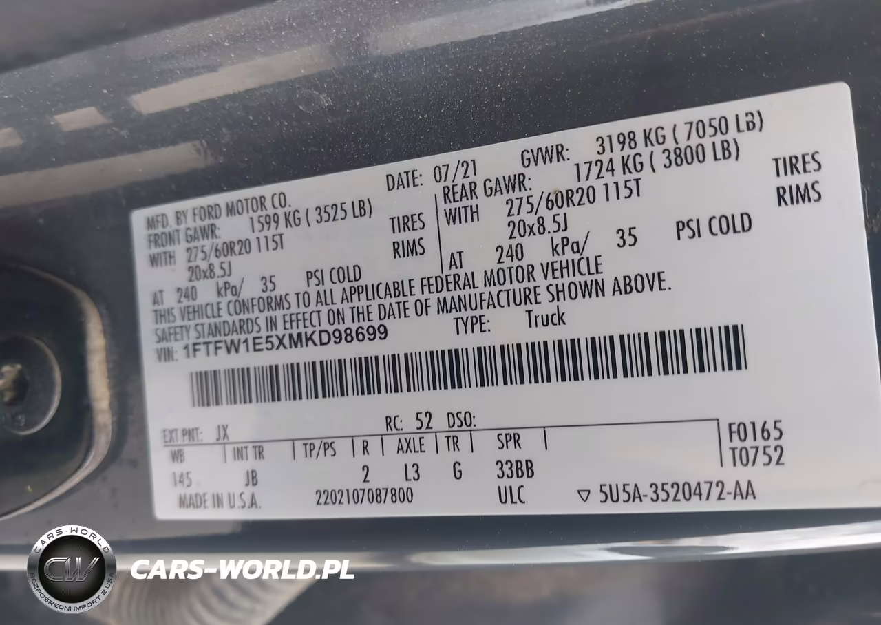 2021 Ford F-150 Xl VIN:1FTFW1E5XMKD98699 - 9