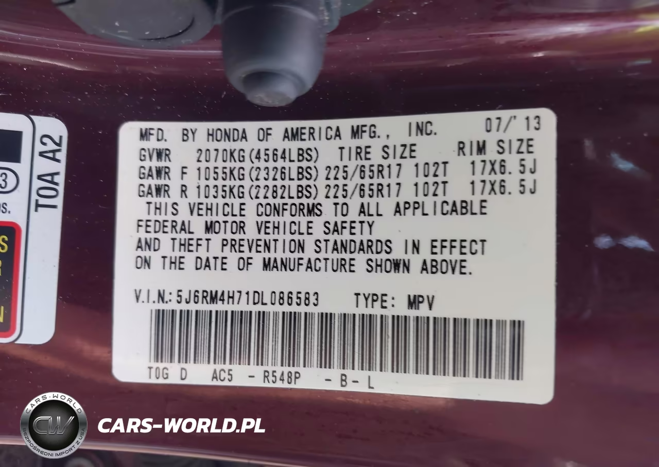 2013 Honda Cr-V Ex-L VIN:5J6RM4H71DL086583 - 9