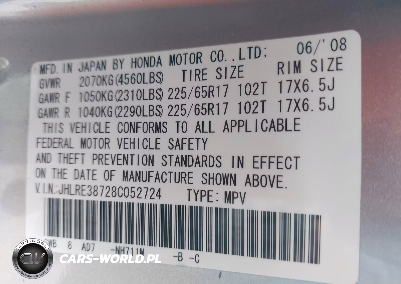 2008 Honda Cr-V Ex-L VIN:JHLRE38728C052724 - 9