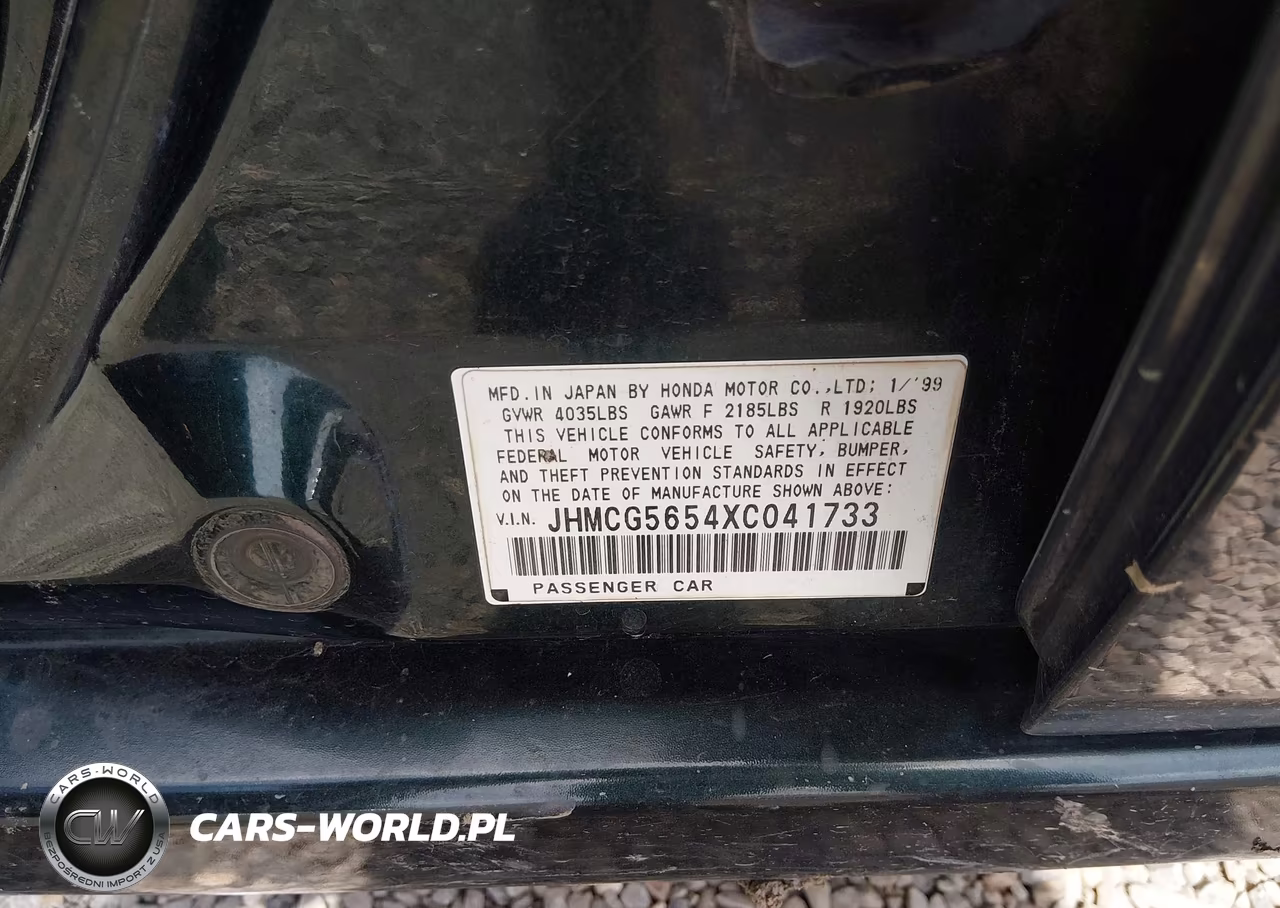 1999 Honda Accord Ex VIN:JHMCG5654XC041733 - 9