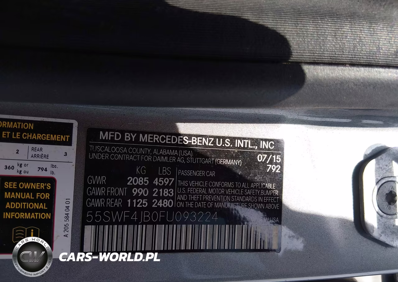 2015 Mercedes-Benz C 300 VIN:55SWF4JB0FU093224 - 9