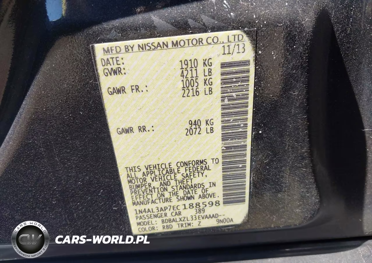 2014 Nissan Altima 2.5 Sl VIN:1N4AL3AP7EC188598 - 9