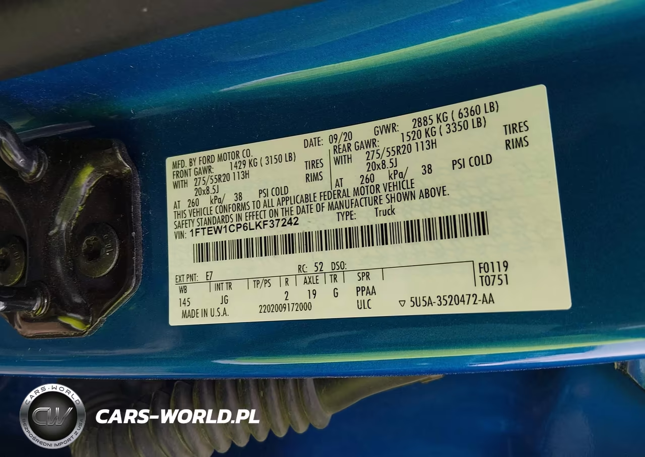 2020 Ford F-150 Xl VIN:1FTEW1CP6LKF37242 - 9