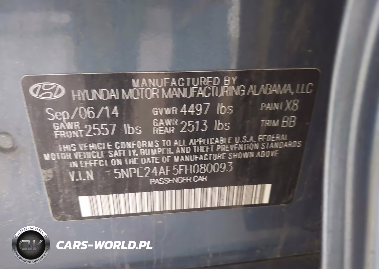 2015 Hyundai Sonata Se VIN:5NPE24AF5FH080093 - 9