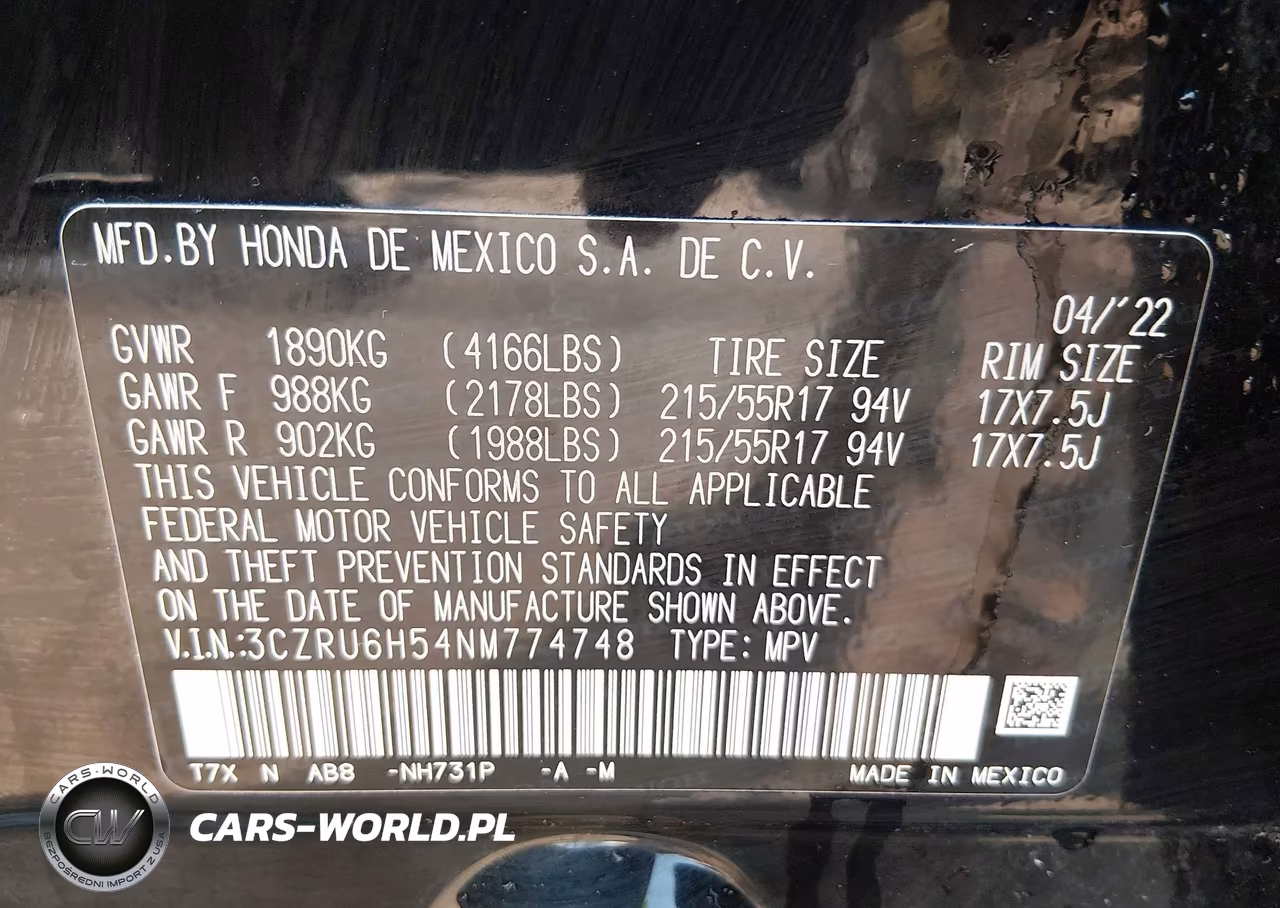 2022 Honda Hr-V Awd Ex VIN:3CZRU6H54NM774748 - 9