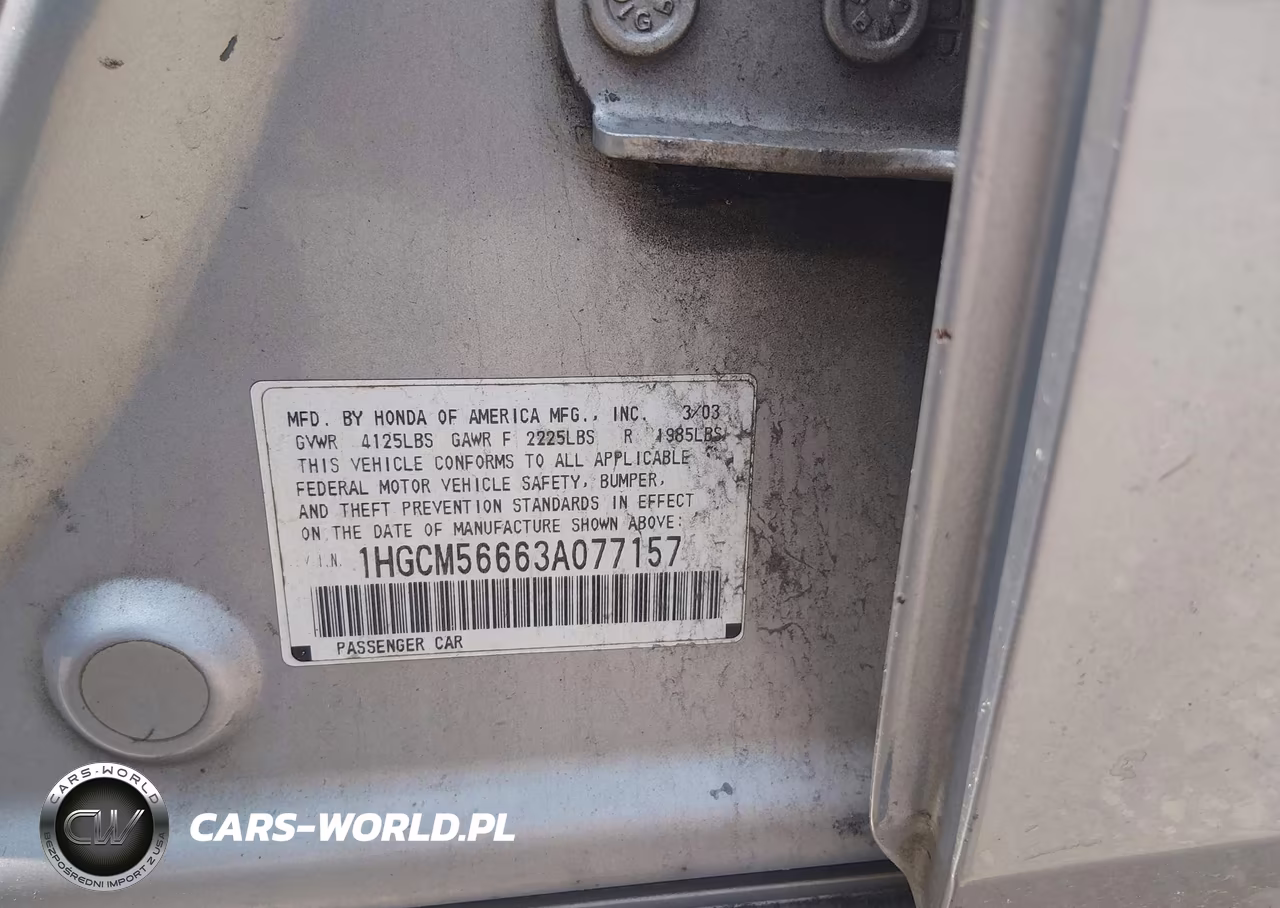 2003 Honda Accord Sdn Ex VIN:1HGCM56663A077157 - 9