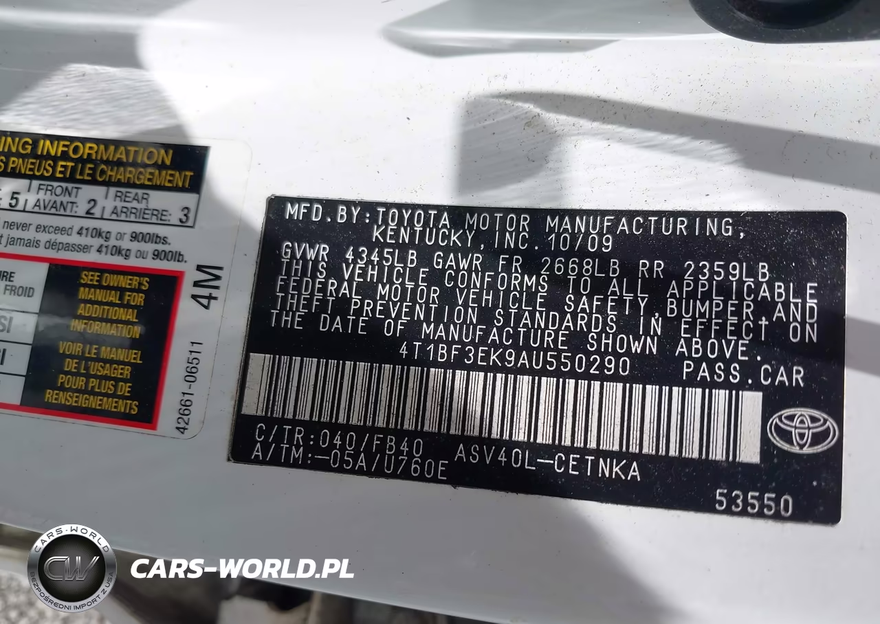 2010 Toyota Camry Le VIN:4T1BF3EK9AU550290 - 9