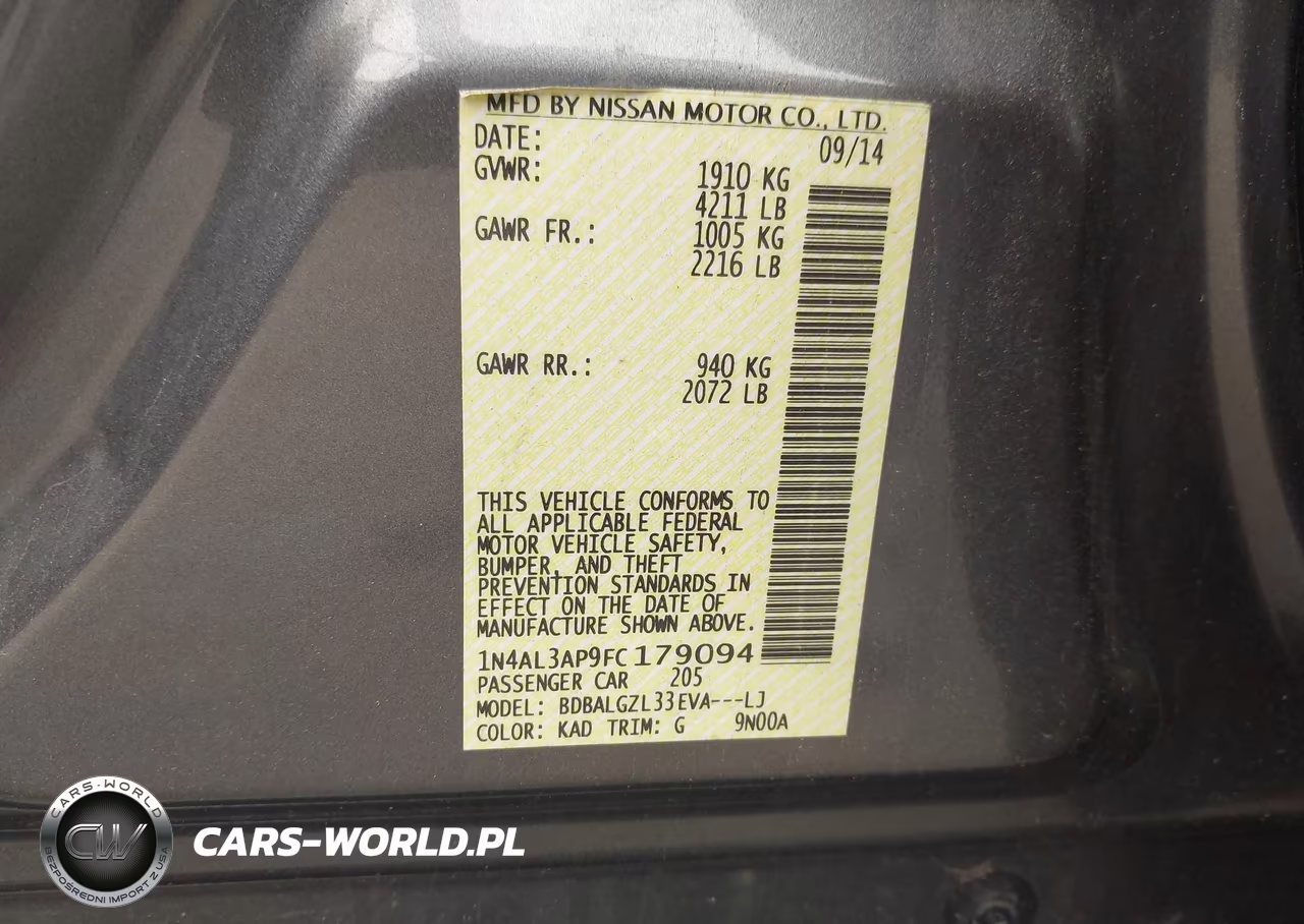 2015 Nissan Altima 2.5 S VIN:1N4AL3AP9FC179094 - 9